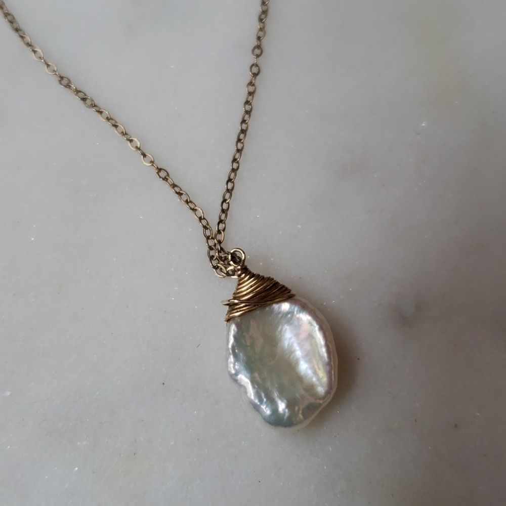 Natural pearl necklace with 20" chain - Picture 8 of 8